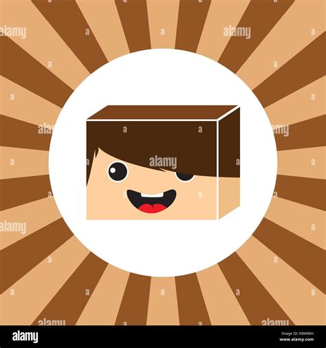 block isometric cartoon character vector illustration stock vector