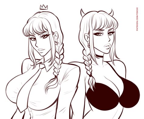 "Morgpie cosplays Makima (HR + lineart)" by ToxyArt from Patreon | Kemono