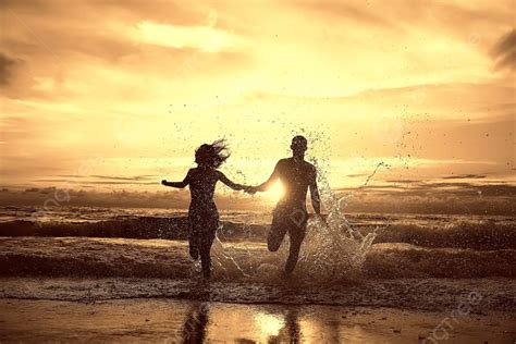 silhouette  love sunset sea photo background  picture
