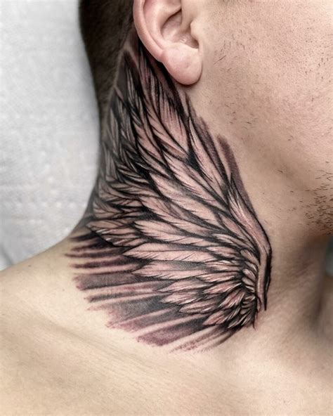 Angel Wings Tattoos On Neck