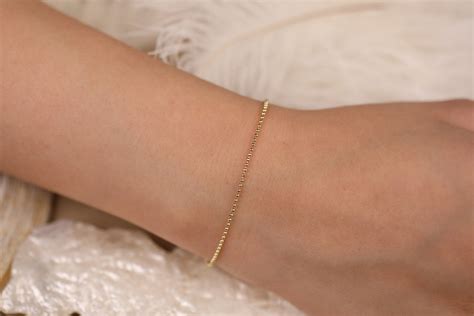 14k Gold Ball Chain Bracelet Solid Gold Bracelet Yellow Gold - Etsy