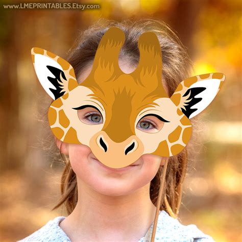 Giraffe Printable Mask Halloween Costume Safari Jungle Animals - Etsy