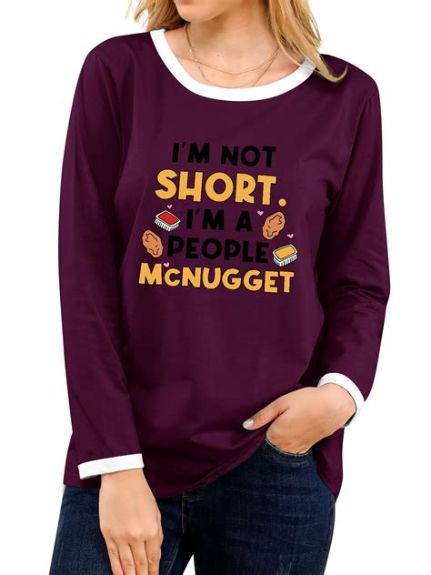 QAFOPEH Women I'M Not Short I'M A People Mcnugget Crew Neck Funny Style