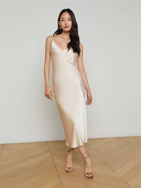 L'AGENCE - Seridie Silk Slip Dress in Champagne