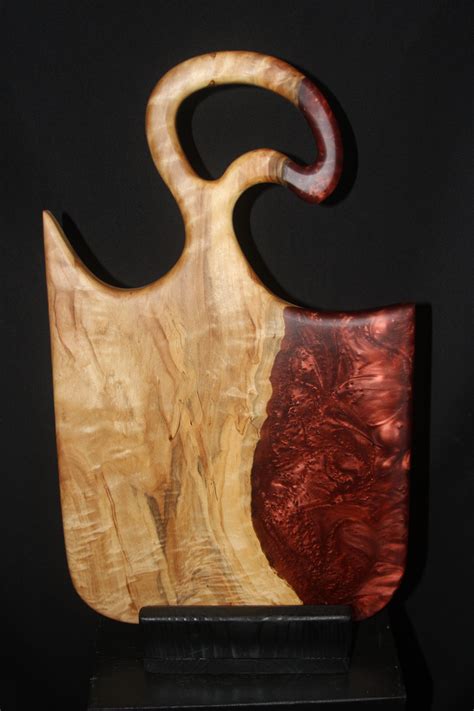 Mappa burl with rusty red epoxy resin charcuterie board – its just wood