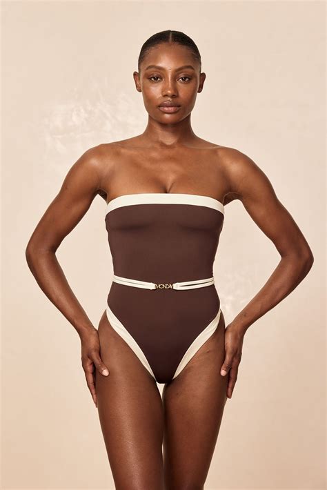 Miami One Piece - Espresso/Ivory – Monday Swimwear