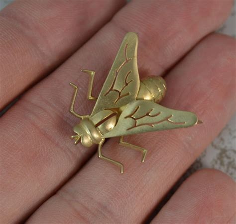 Rare Antique Boucheron 15 Carat Gold Fly Insect Brooch For Sale at