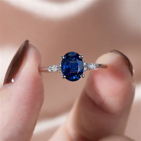 oval cut blue sapphire diamond ring navy sunday island jewelry