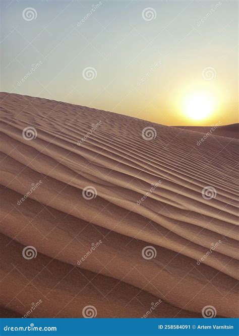 Desert Dunes with Patterns at Sunset Stock Image - Image of nature