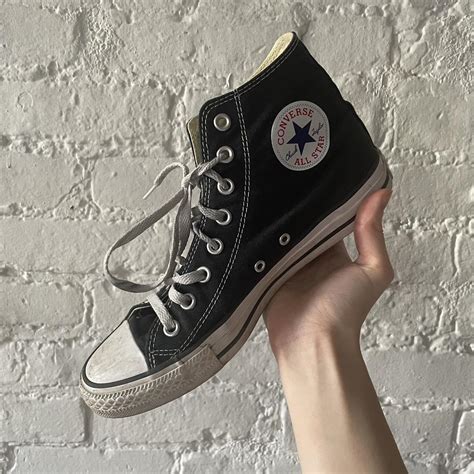 Classic black Converse hi-tops🖤these have gotten a... - Depop