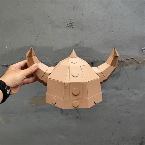 Cardboard Viking Helmet With Horns Template. DIY Printable Pattern for ...