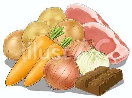 カレーの材料セットイラスト - No: 22175680｜無料イラスト・フリー素材なら「イラストAC」