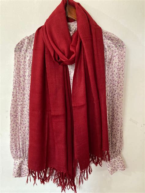 red wool scarf pure merino wool scarf scarves  women etsy