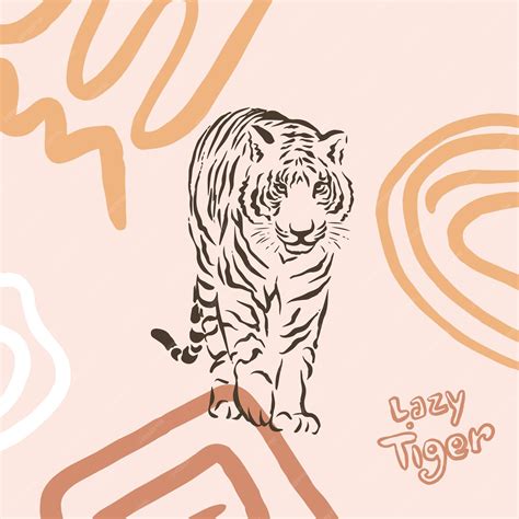 Premium Vector | Lazy tiger animal art illustration