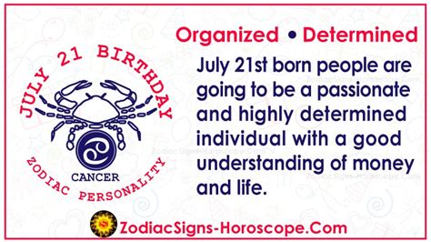 July 21 Zodiac (Cancer) Horoscope Birthday Personality and Lucky Things