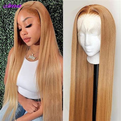 honey blonde straight lace front wig  colored human hair wigs