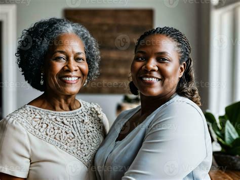 photo of black woman take care senior black woman at home, generative