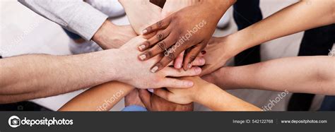 diverse multicultural hand stack circle multiracial cohesive supporting