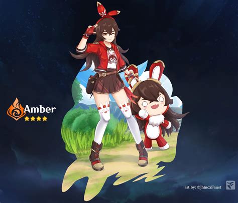 my Amber in Casual skin fanart (original design) :D : r/Genshin_Impact