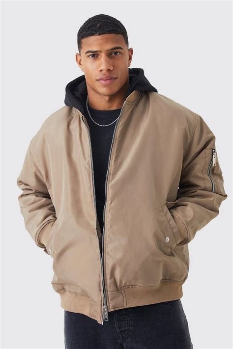 Bomber oversize avec capuche en jersey | boohoo FR