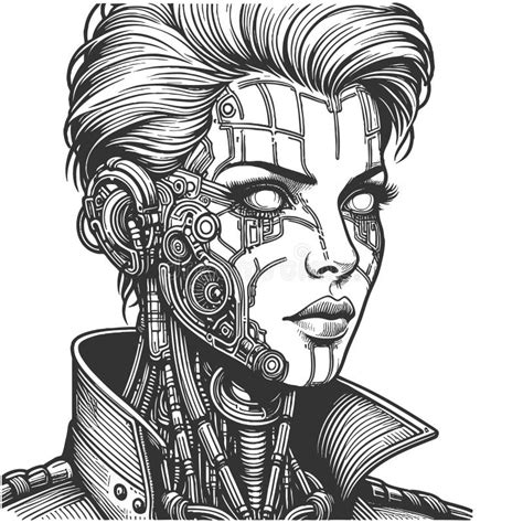 futuristic cyborg woman  tech headgear vector stock vector