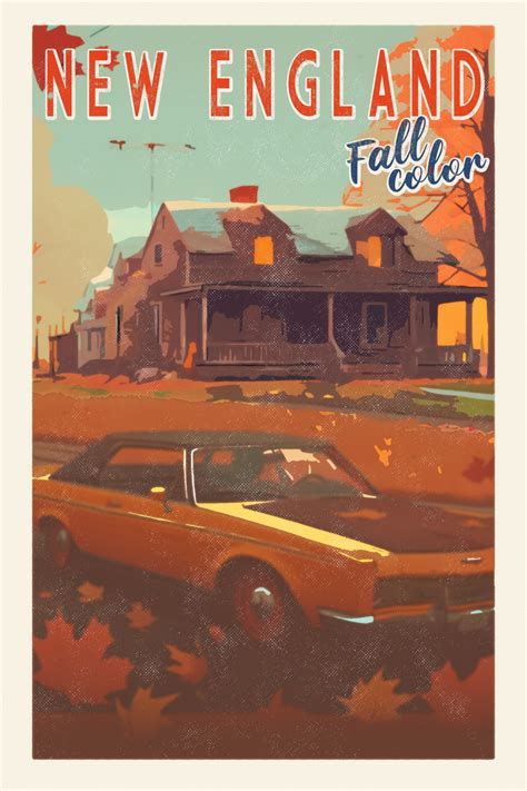 New England Fall Travel Poster Free Stock Photo - Public Domain Pictures