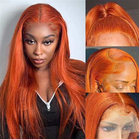 amazoncom ginger lace front wigs human hair colored straight lace