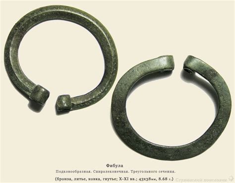 Застежка-фибула Подковообразная. Спиралеконечная. Треугольного сечения ...