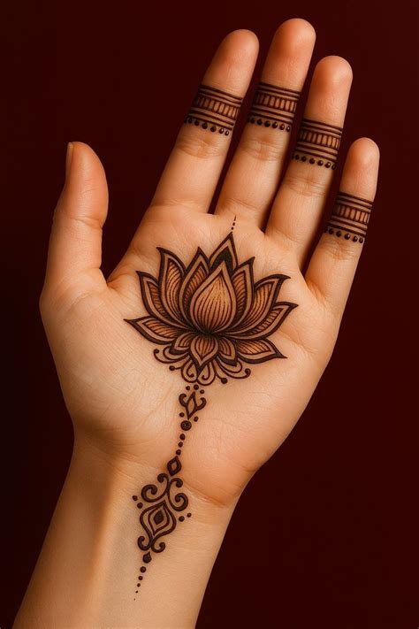 lotus henna design henna palm  hand  lotus lotus  palm
