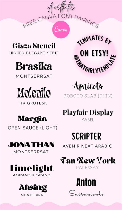 BEST Free Aesthetic Fonts on Canva|Free Font Combinations|Graphic