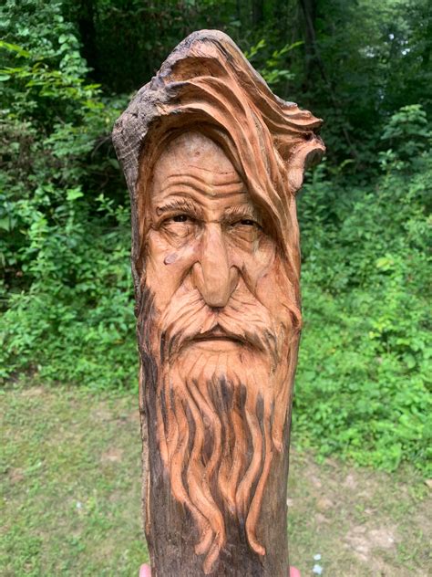 Wood Carving, Driftwood Carving, Wood Spirit Carving, Carving of a Face ...