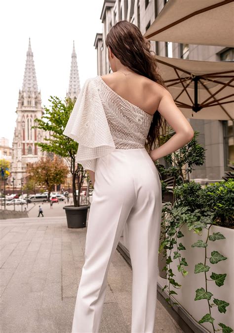 Bridal One-shoulder Jumpsuit Wedding Jumpsuit Wedding Suit - Etsy