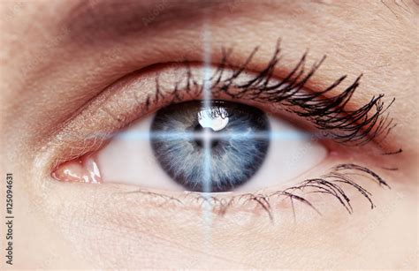 eye laser therapy examination  correction macro shoot  young