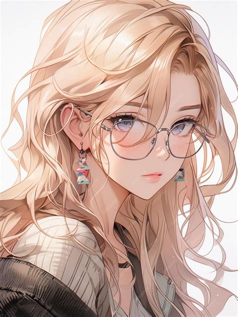 premium photo anime girl  glasses   black top generative ai