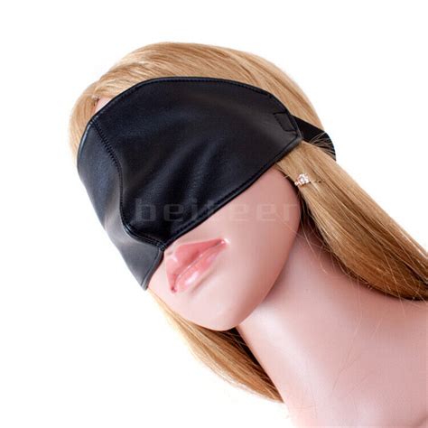 PU Leather Blindfold BDSM Bondage Cover Nose Eye Mask Slave Retraints ...