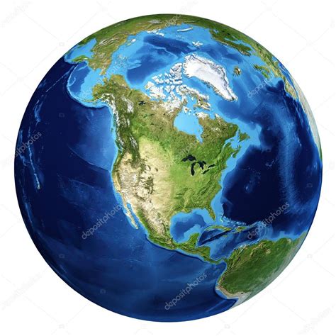earth globe realistic   rendering north america view stock photo