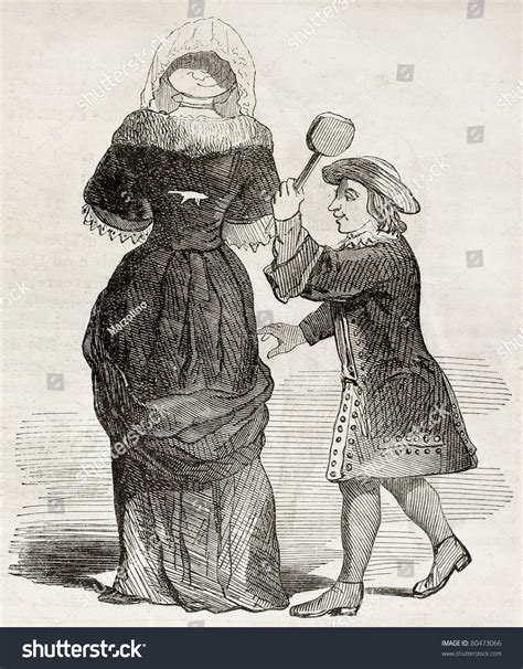 Old Illustration Man Spanking Woman Carnival Stock Photo 80473066