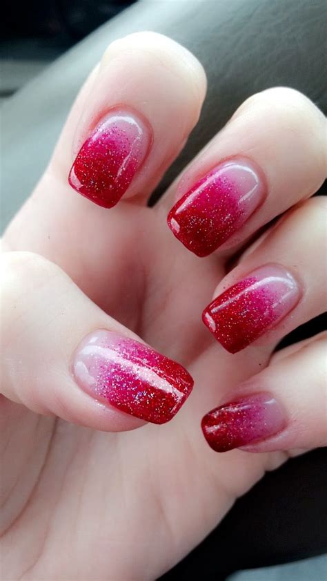 Red Ombre Nails #red #ombrenails #glitter #nails #naildesigns #cute # ...