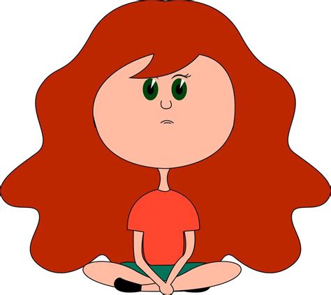 Girl with long red hair, illustration, vector on white background