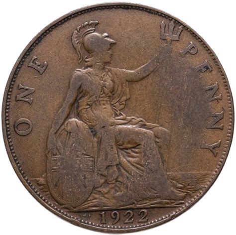 Монета Великобритания 1 пенни (penny) 1922 стоимостью 550 руб.