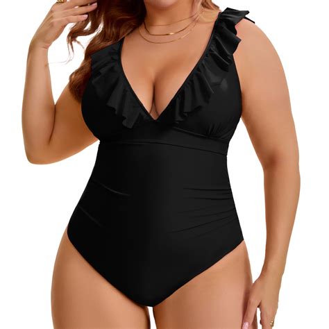 Agnes Orinda Women's Plus Size 1 Piece Swimsuit Tummy Control Push Up