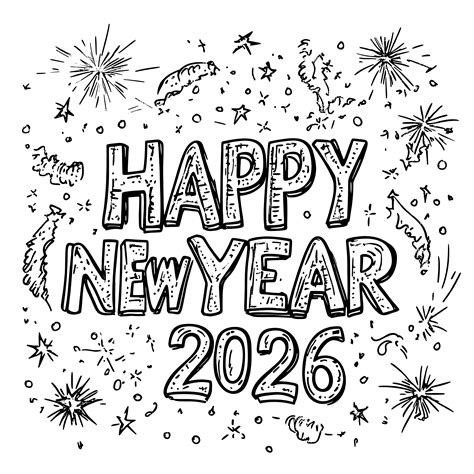Godt nytår 2026: gratis malebogsside