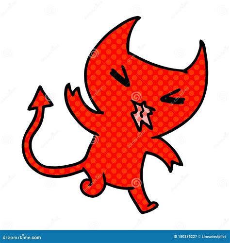 Cartoon Illustration of a Kawaii Cute Demon Stock Vector - Illustration