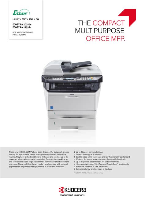 KYOCERA Ecosys M2535dn Series Datasheet | Manualzz