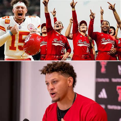 Football - Patrick Mahomes showers Texas Tech softball team with an