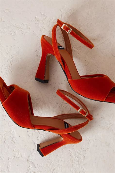 orange velvet angel heels   bird