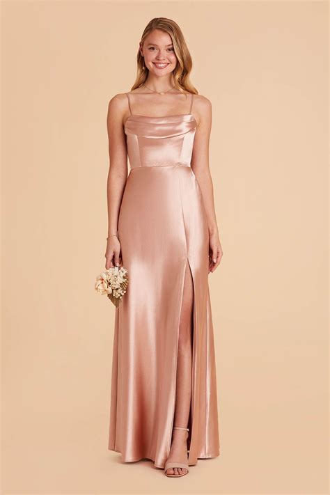 Mia Shiny Satin Convertible Dress - Rose Gold | Taupe bridesmaid