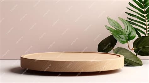 premium photo natural  wooden stand