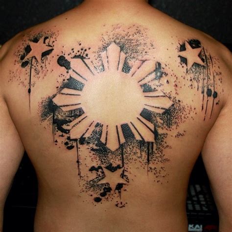 3 Star Map Of Philippine Tattoo - Map
