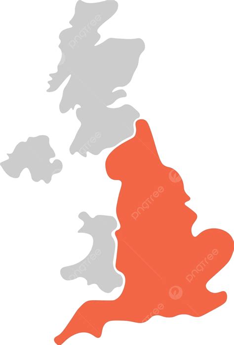 Simplified Uk Map With Highlighted England Divided United Kingdom